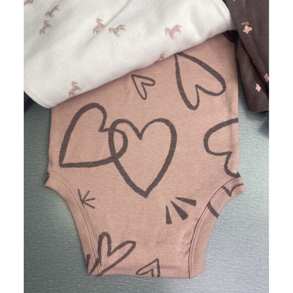 CARTER'S BABY GIRL 4-PACK HORSE & FLOWERS 100% COTTON BODYSUITS SIZE 6 MONTHS - Picture 7 of 9